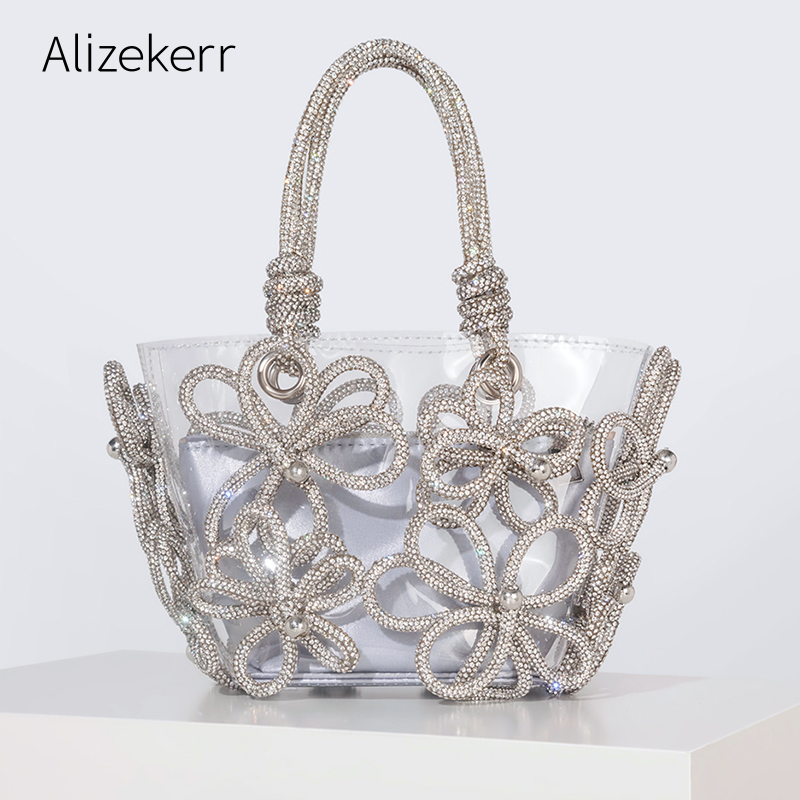 Women'S Fashion Boutique - Diamond Flower Transparent Tote Bags Women