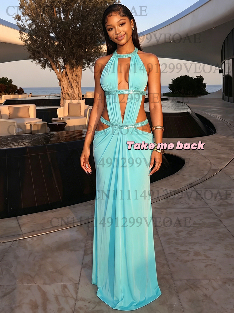Women'S Fashion Trends 2026 Spring Summer - 2026 Sequin Patchwork Hollow Dress Women