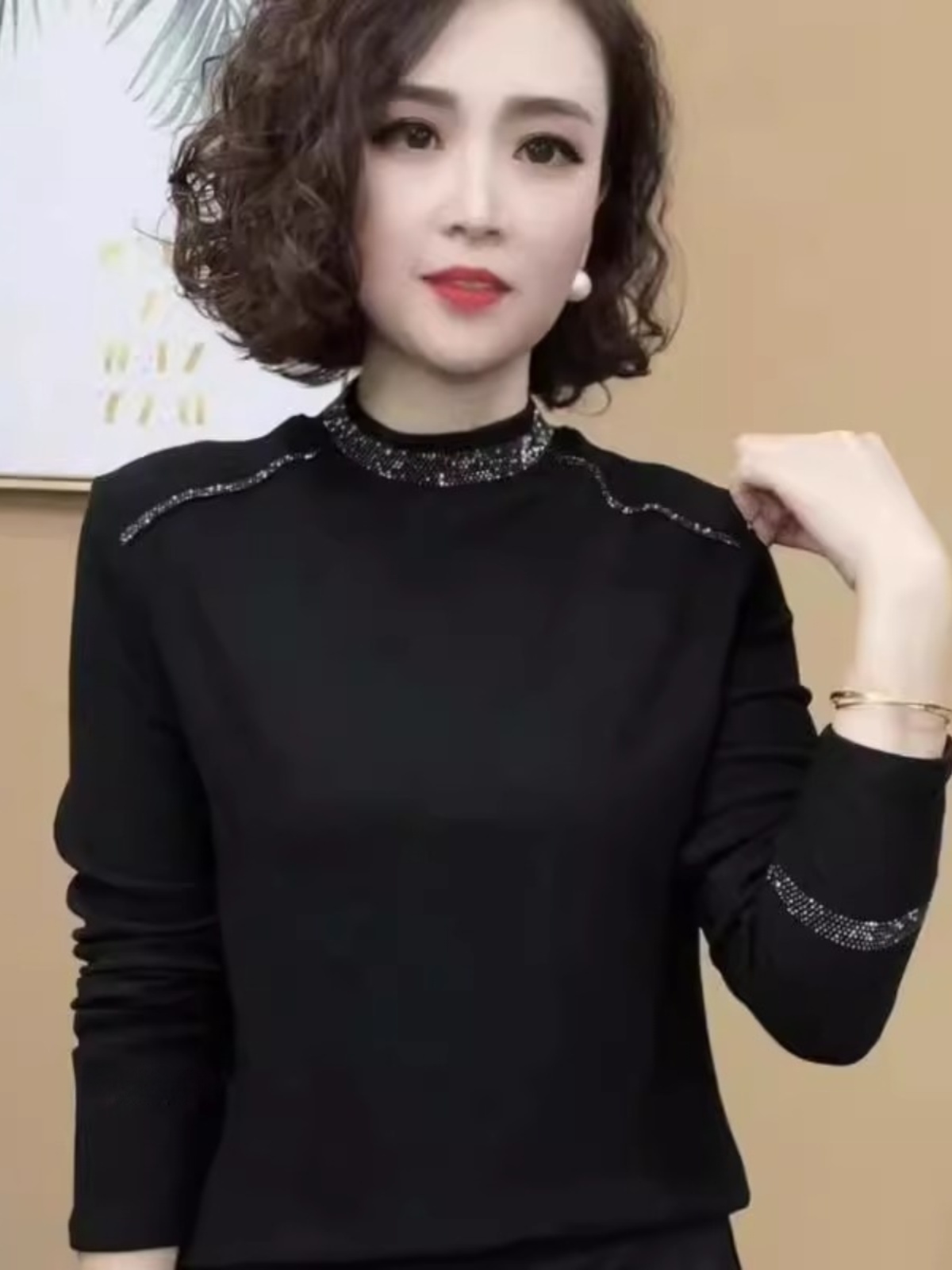 Women Fashion Over 40 - Fashionable Long Sleeve Half High Collar