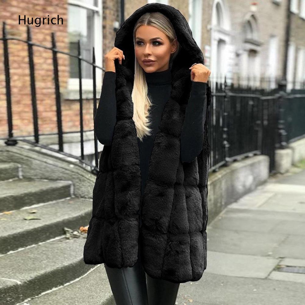 Women Brown Faux Fur Hooded Ve - огляд і ціна Women'S Fashion Gilet