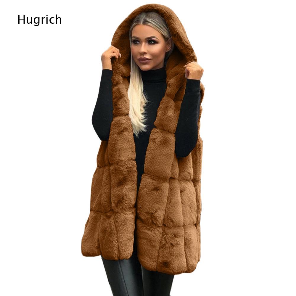 Women Brown Faux Fur Hooded Ve - огляд і ціна Women'S Fashion Gilet