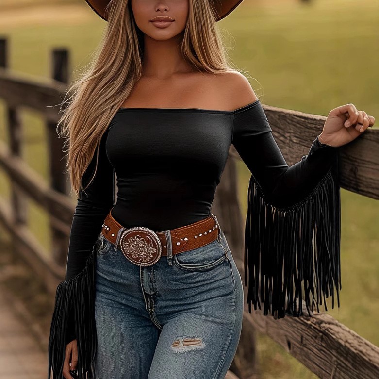 Women Clothes Blouse Fringe De - огляд і ціна Crop Top Women