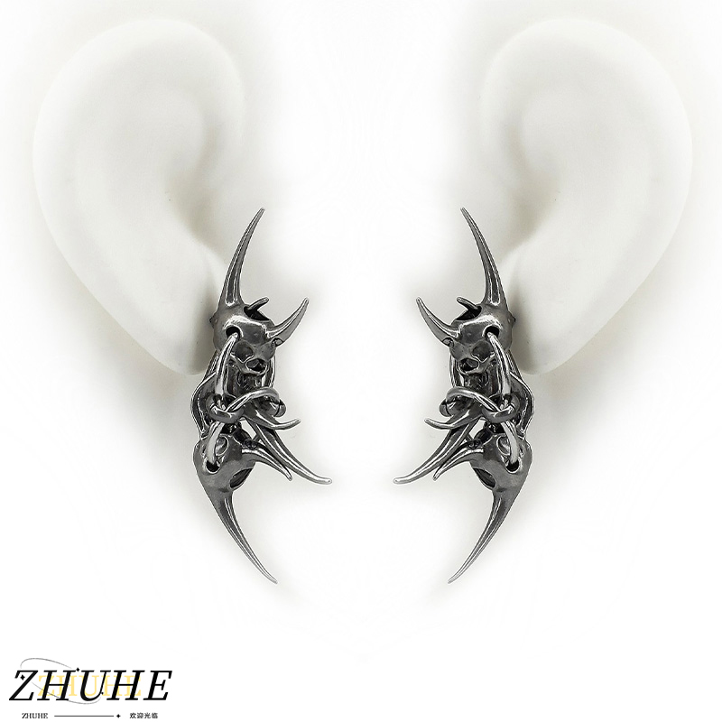 Edgy Demon Horn Skull Earrings - огляд і ціна Women'S Fashion Edgy