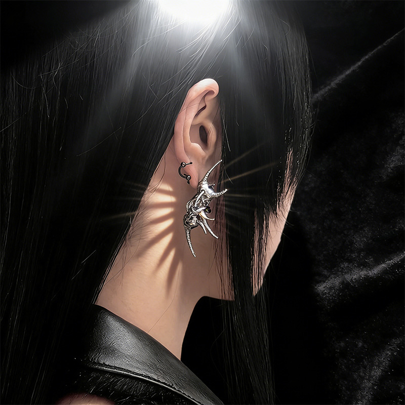 Edgy Demon Horn Skull Earrings - огляд і ціна Women'S Fashion Edgy