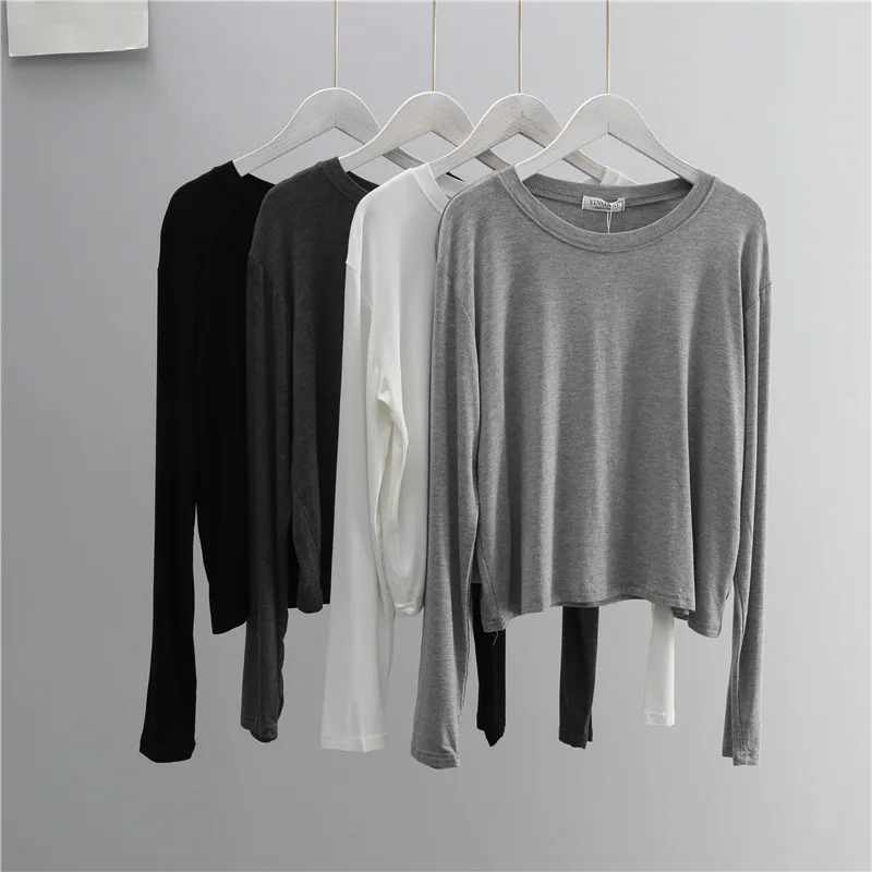 O Neck Cotton Blend Long Sleev - огляд і ціна Women Top Fashion