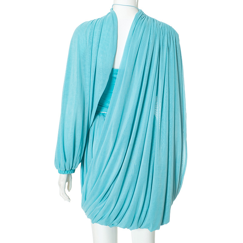 2025 Autumn Women Elegant Blue - огляд і ціна Ruched Dress Mini