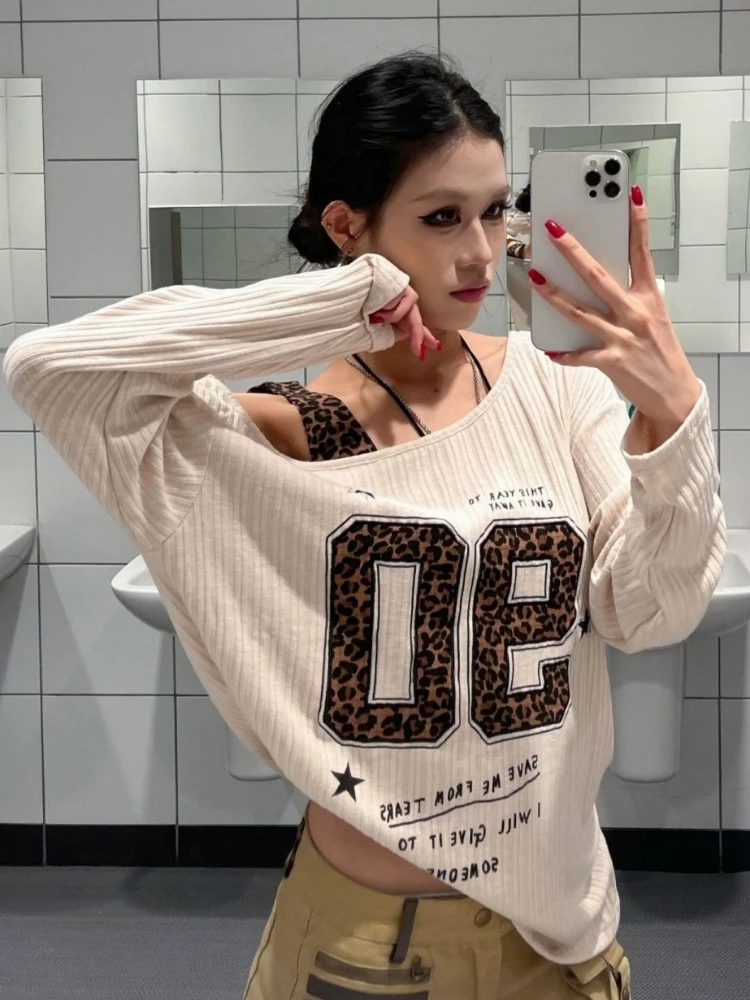 Y2K Patchwork Leopard Print T- - огляд і ціна Women Top Fashion