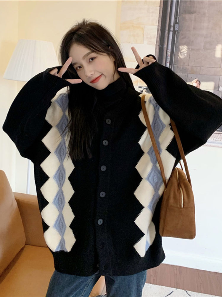 Baggy Fashion Diamond Grid Kni - огляд і ціна Women'S Fashion Gilet