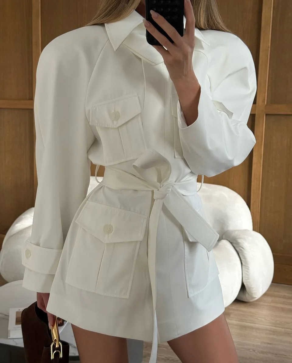 Lady White Cargo Shirt Jacket  - огляд і ціна Women'S Fashion Utility Belt