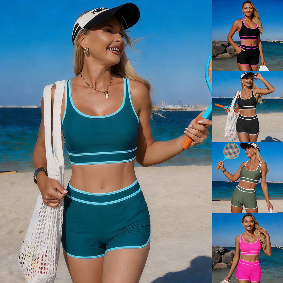 Olive Green Bikini Sleeveless  - огляд і ціна Crop Top Women