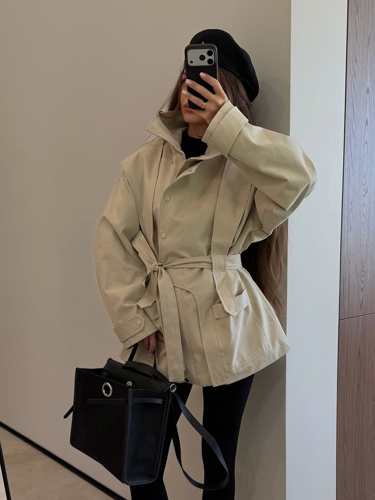 Women Short Trench Coat Belted - огляд і ціна Women'S Fashion Utility Belt