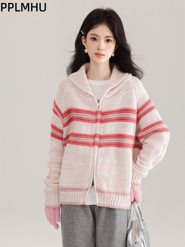 Turn-Down Collar Striped Knitt - огляд і ціна Women'S Fashion Gilet