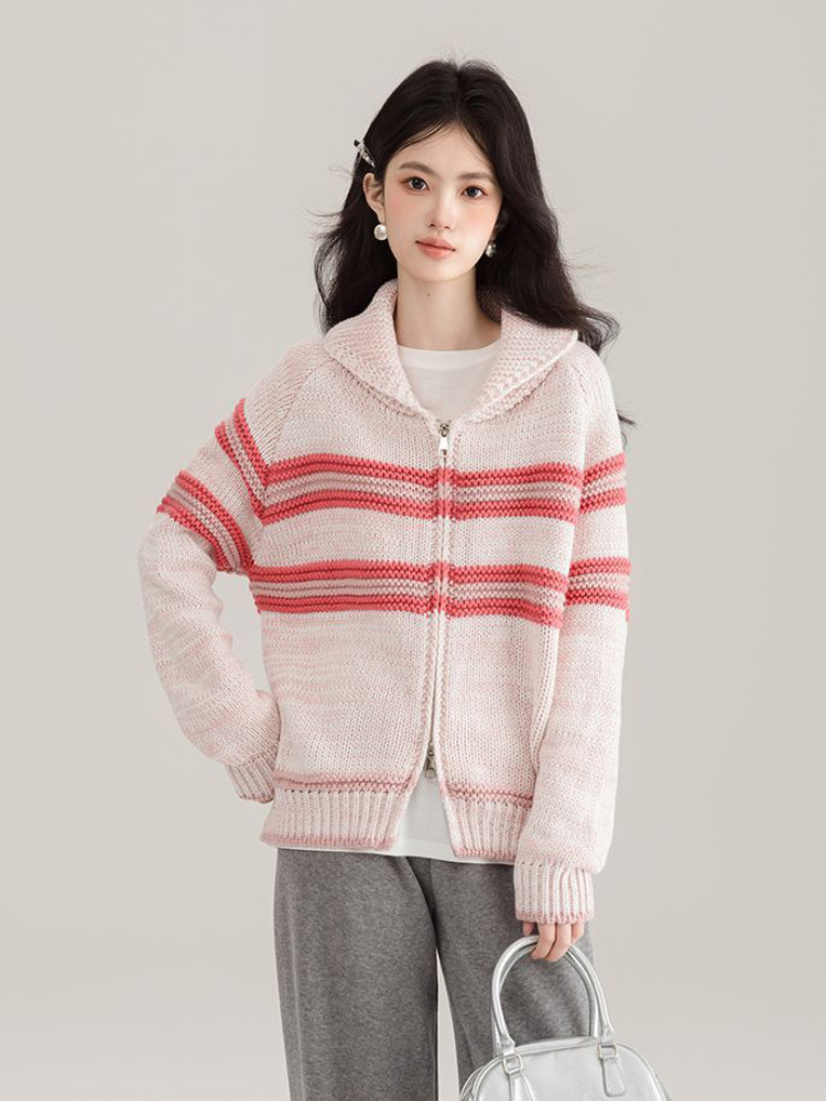 Turn-Down Collar Striped Knitt - огляд і ціна Women'S Fashion Gilet