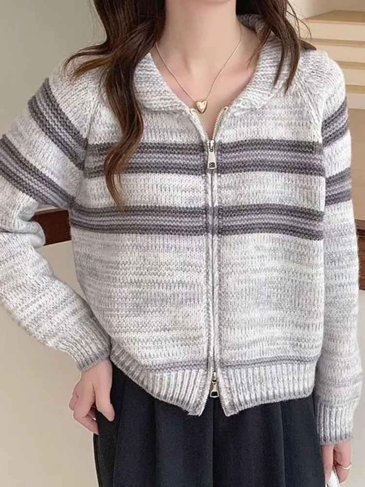 Turn-Down Collar Striped Knitt - огляд і ціна Women'S Fashion Gilet