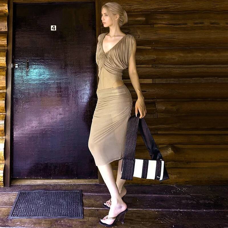 French Chiffon Dress Women's S - огляд і ціна Ruched Dress Mini