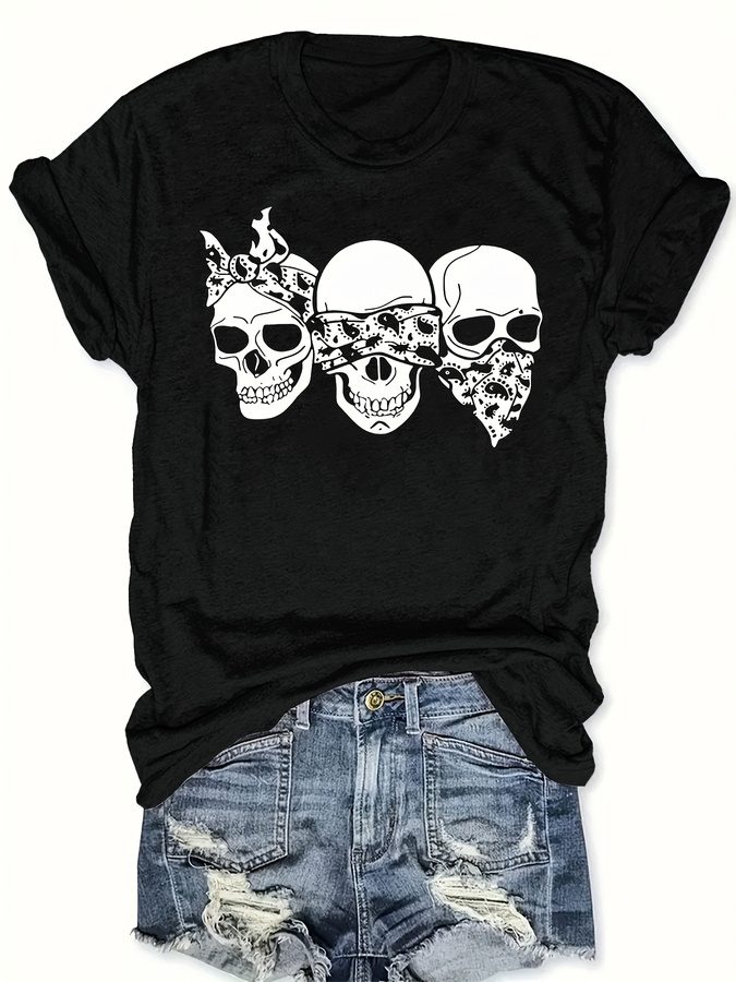 Happy Cartoon Skull T-Shirt, L - огляд і ціна Women'S Fashion Trends 2026 Spring Summer