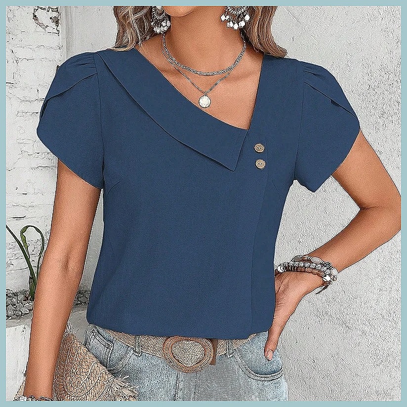 2024 Summer Vintage Solid Colo - огляд і ціна Women Top Fashion